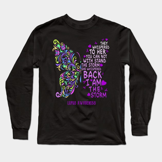 lupus butterfly i am the storm Long Sleeve T-Shirt by TeesCircle